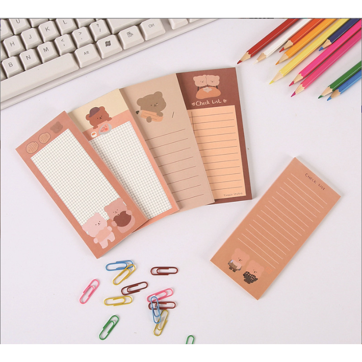 

Little And Times Bear Memo Pad / Memo pad atau note pad ukuran Panjang GRID CHECKLIST
