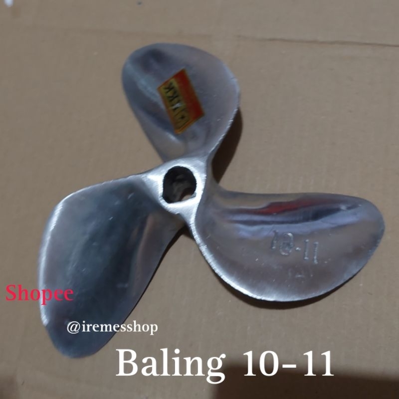 TERLARIS Baling aluminium daun 3 x 10-11 / 9-10 kipas propeler baling kapal perahu nelayan d3 x
