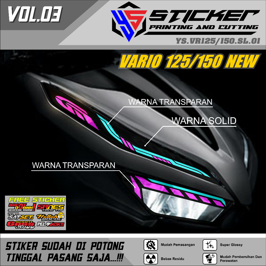 STIKER Alis lampu vario new 2018-2021 new 2023 125/150 - variasi lampu alis vario new 125/150. Vol -