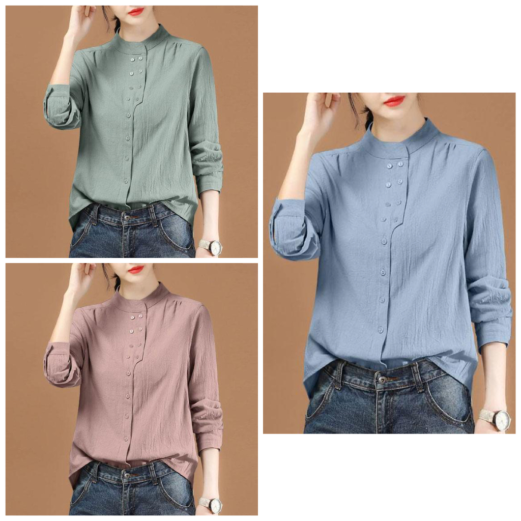 Korean shirt / kemeja linen / kemeja polo / kemeja wanita murah / RAZITA SHIRT