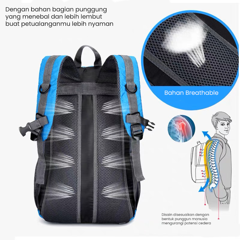 Bopai 40L Tas Ransel Pria Backpack Cowok Sekolah Tas Sekolah Anak Laki Laki Tas Gendong Laptop Anti Air Tas Gunung Hiking Camping Traveling Bag Unisex TR109