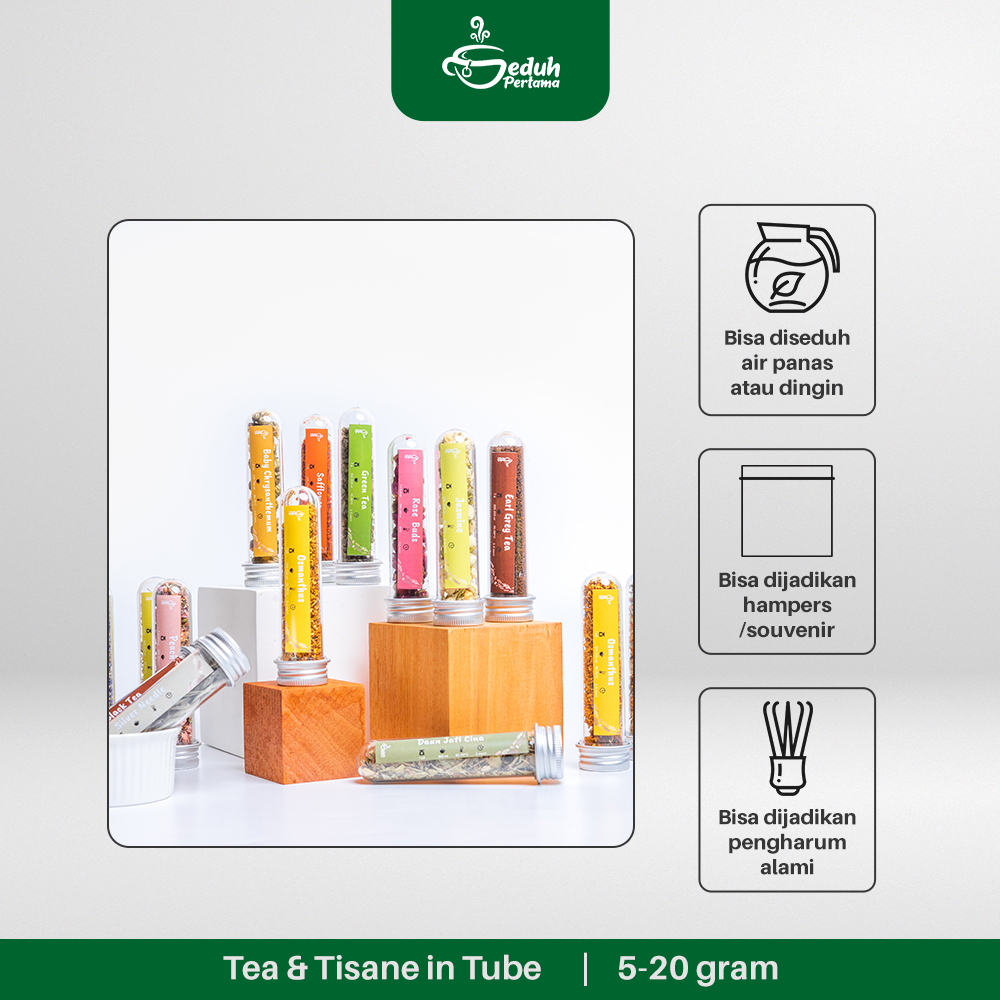 

Seduh Pertama Flower Tea In Tube / Souvenir Teh Bunga Tube