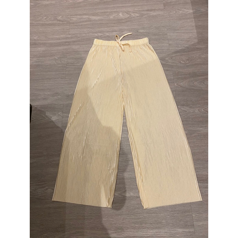 Korean Ice Silk Pleated Pants Apricot NEW