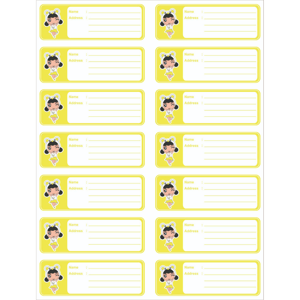 

Sticker label nama anak girl yellow