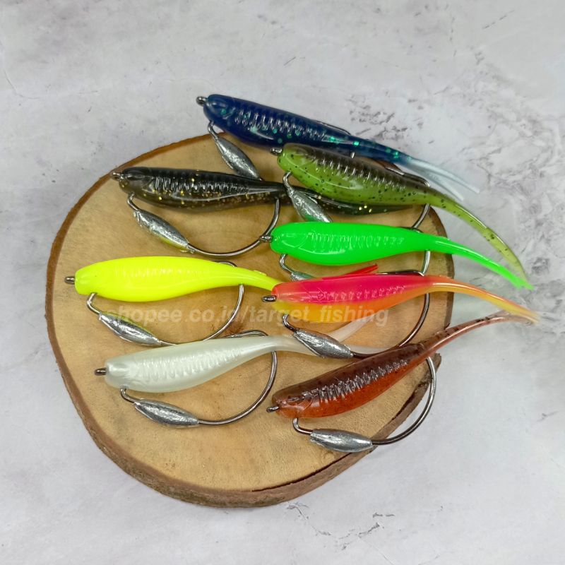 SUPER BABY SILENCER Softlure 8CM Pakai Kail Wormhook Timah - Umpan Casting Gabus Haruan Barramundi