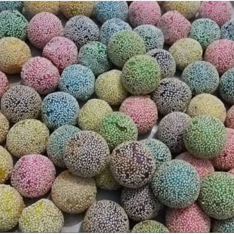 

kue onde empuk lembut pelangi rainbow