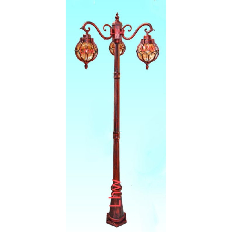 Lampu tiang taman cabang 3 bola klasik tinggi 2 meter/3 meter dekorasi taman,cafe.resto 4218