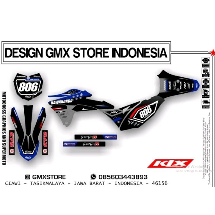 Decal custome kawasaki klx gordon biru yz hitam silver