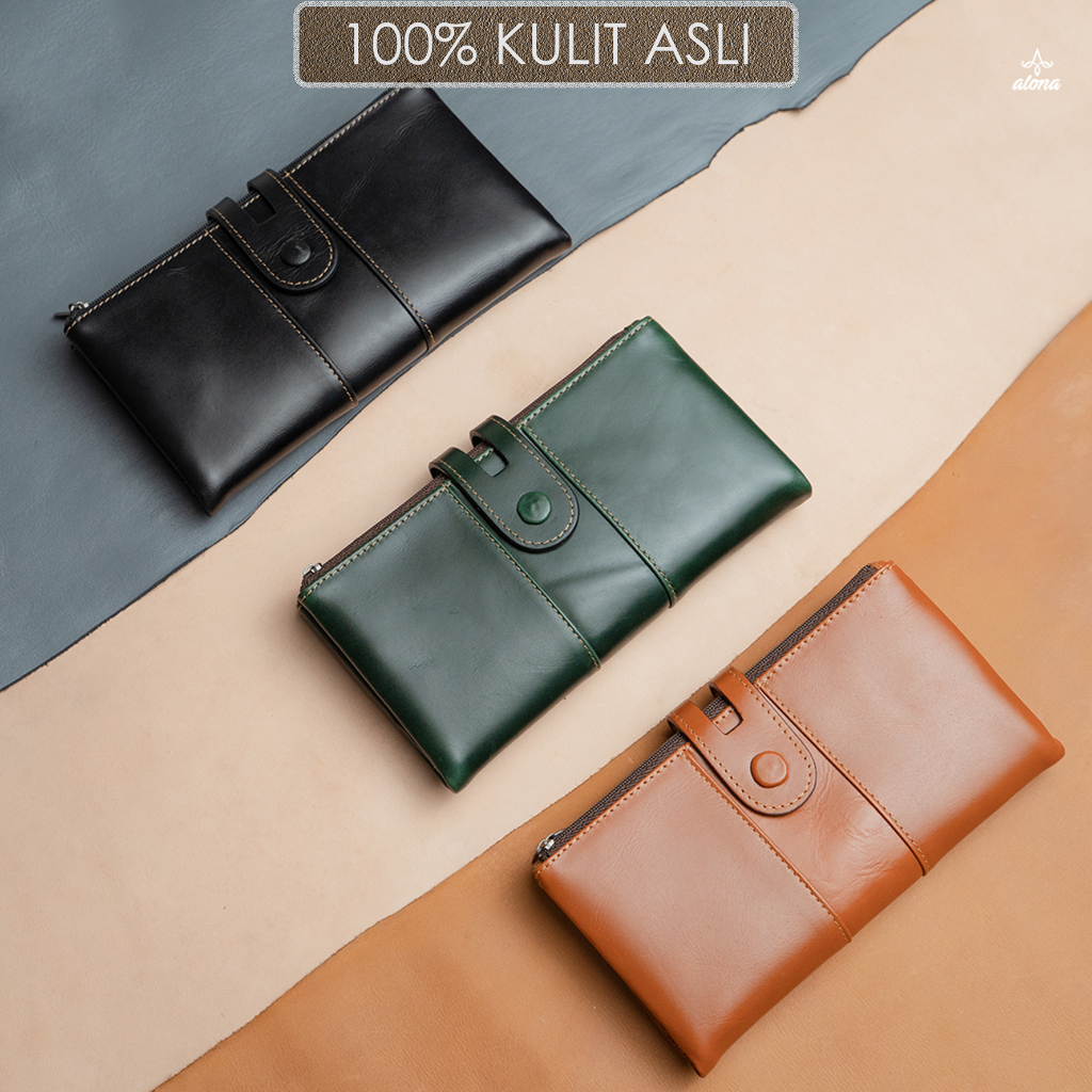 Dompet Branded Wanita Panjang original 100% branded lokal bahan Kulit Asli dompet kartu wanita origi