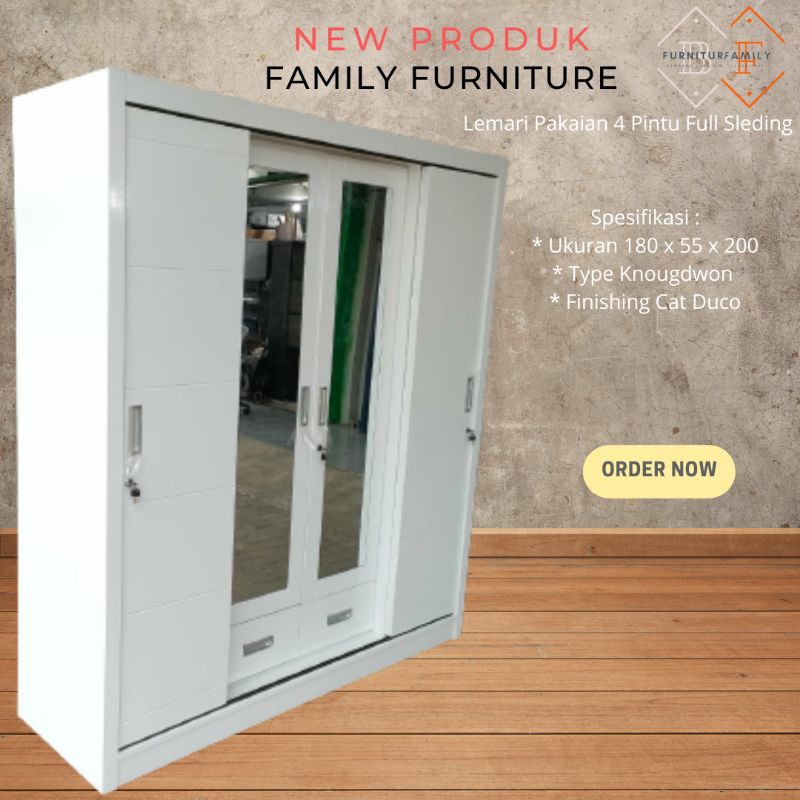 Lemari Pakaian 4 pintu / Lemari Pakaian Jumbo / lemari baju 4 pintu
