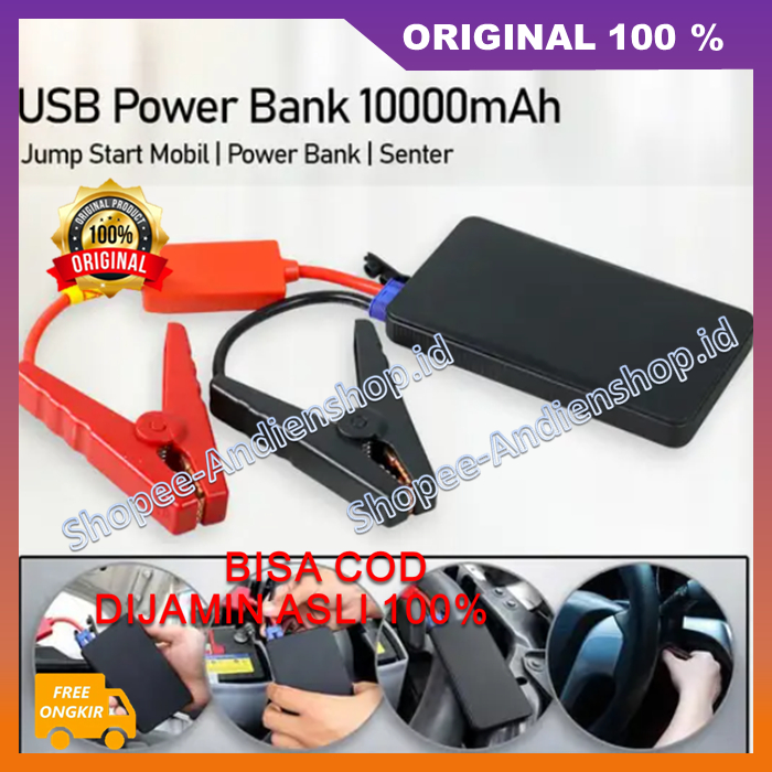 Jumper Aki Mini Portable  Mobil dan Motor Power Bank dengan Senter Led VRtec  100% ASLI