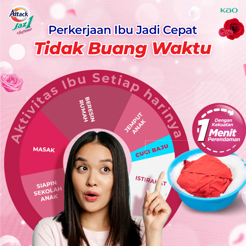 Attack Jaz1 Deterjen Bubuk + Softener Rose Berry 750gr Twinpack