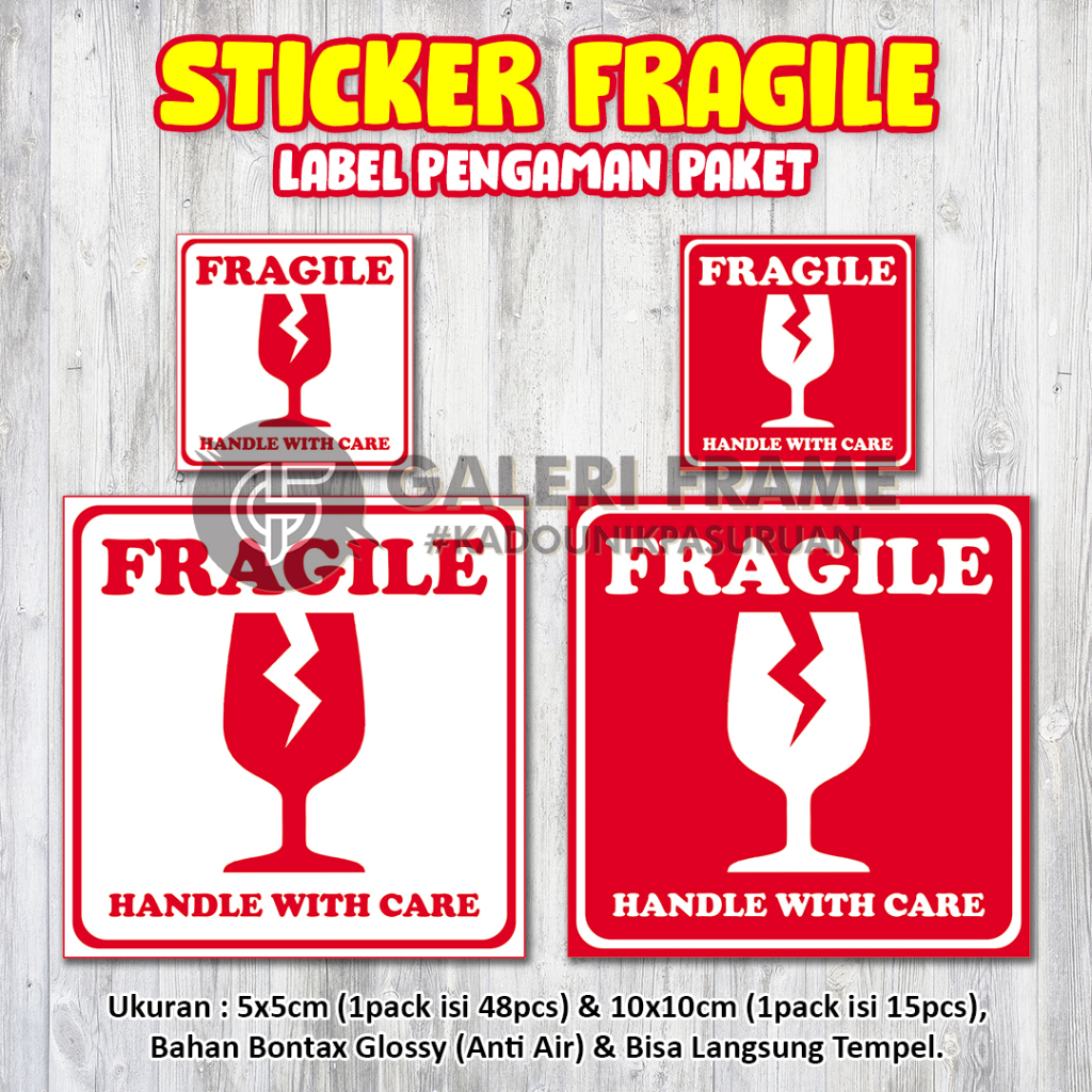 

STICKER FRAGILE | LABEL PENGAMAN PAKET | TERSEDIA 2 MACAM UKURAN