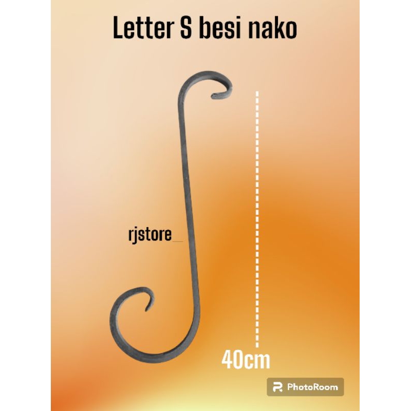 Ornamen pagar besi nako leter S 40 cm