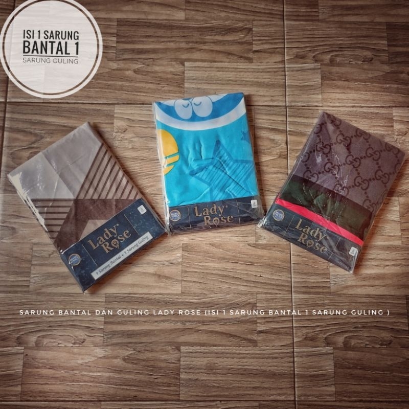 Satu Set Sarung Bantal Guling Lady Rose/Kain Lembut/Sarung Bantal Halus