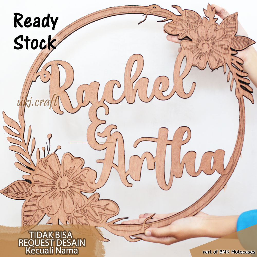 Backdrop Lingkaran Kayu Nama Dekorasi Wedding Lamaran Pernikahan Kamar Anak Custom Mdf Nama Tunangan