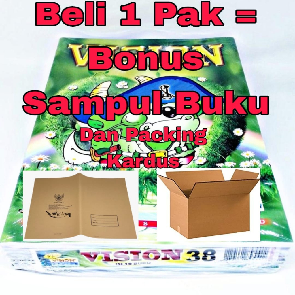 

Gratis Sampul Buku 10 Pcs / Buku Tulis Vision 38 Lembar 1 Pack Isi 10 Pcs / Buku Sekolah / Buku Murah