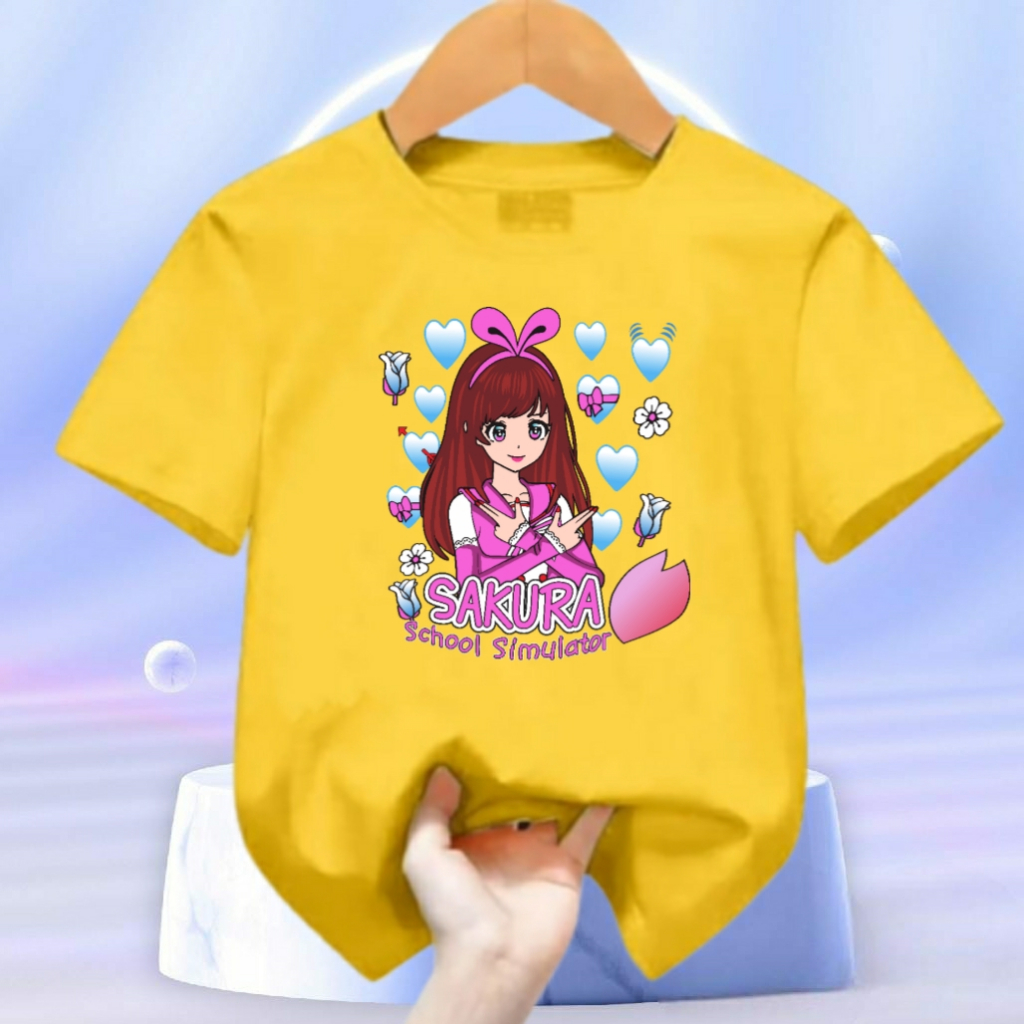 Kaos atasan anak usia 1-12 tahun Sakura School Pita lengan pendek