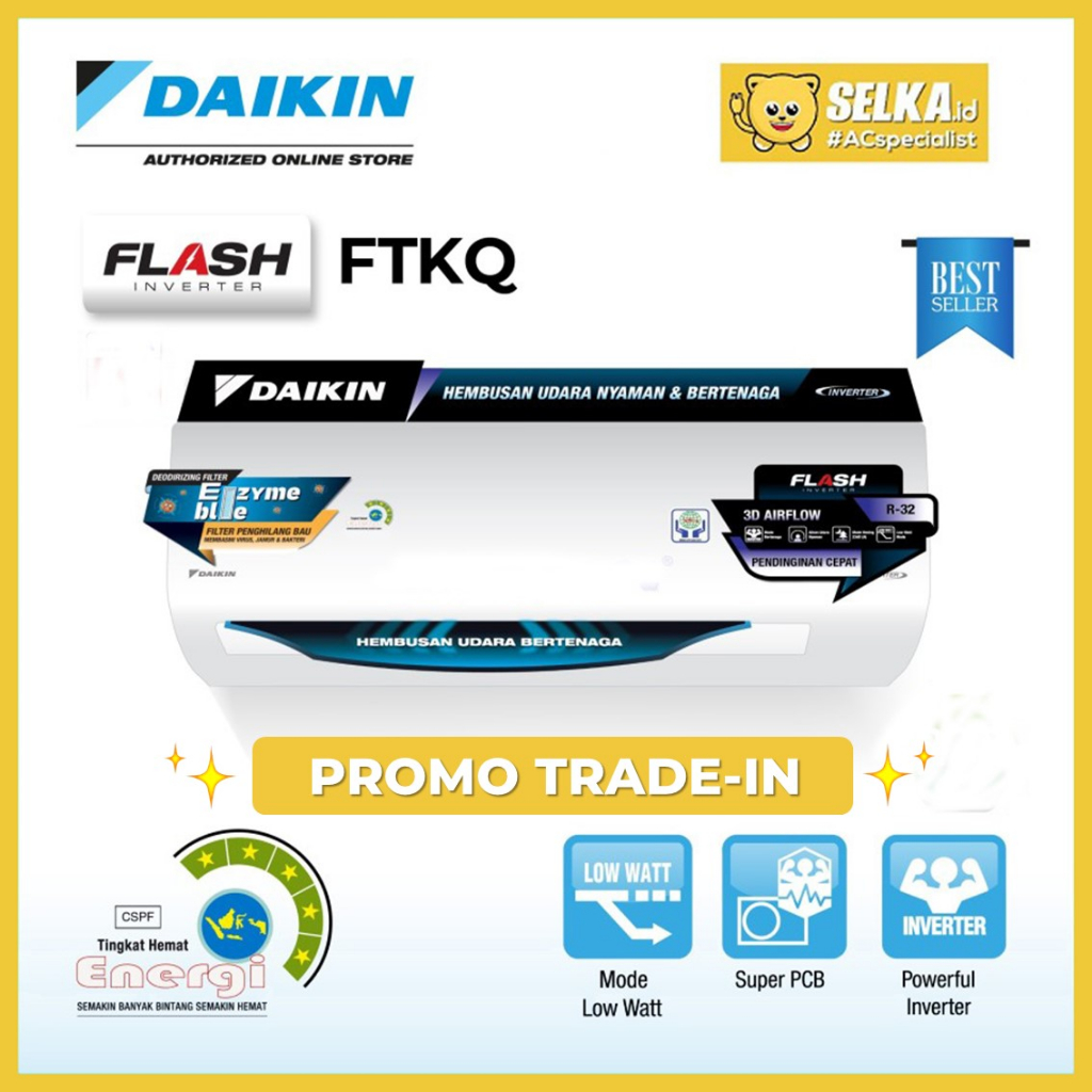 DAIKIN FTKQ20UVM4 + PASANG AC SPLIT 3/4PK INVERTER