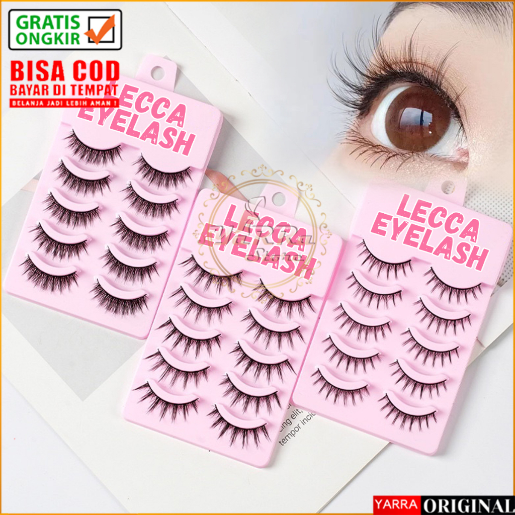 Bulu Mata Palsu Natural LECCA Eyelash Extension 3D 1 Set 5 Pairs Natural Lembut Makeup Look Korea LCB