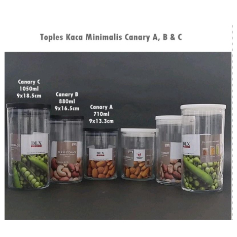 Dlx Stoples / Toples Kaca / Toples Beling / Toples Kedap Udara / Glass Jar / Food Storage Canary A C