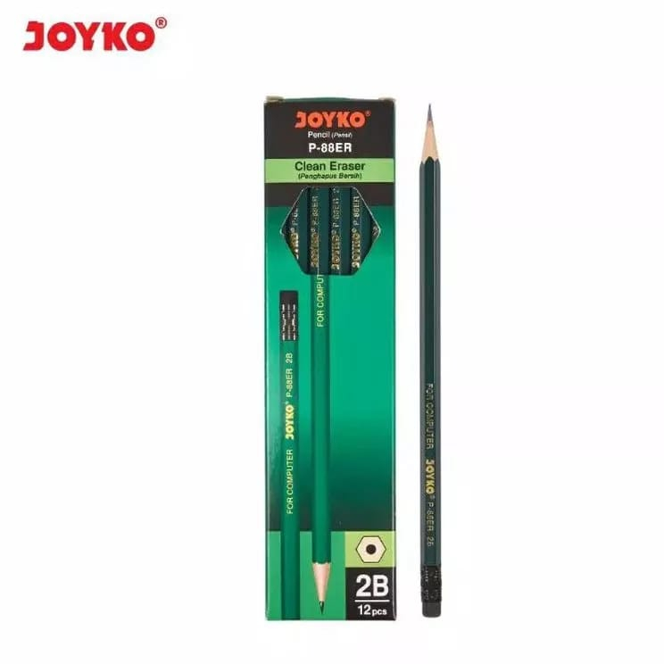 

Pensil 2B Joyko P-88 ER/ Pensil Komputer P88 Eraser / Pencil Kayu + Penghapus (12 PCS)