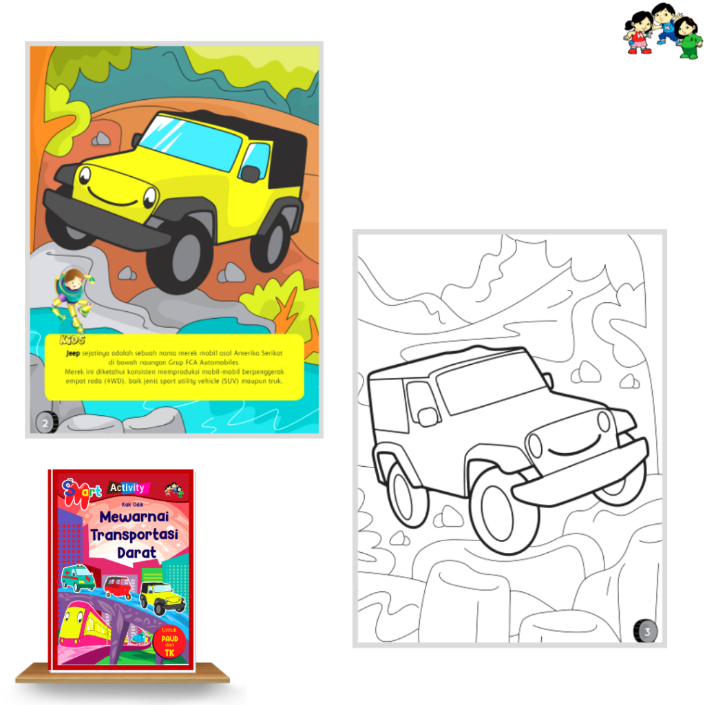 Happy Holy Kids-Buku Smart Activity Mewarnai Transportasi Darat