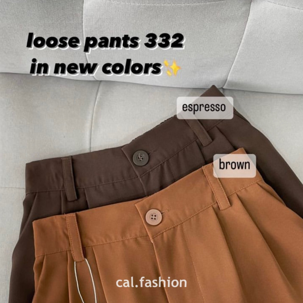 Loose Pants 332 [PART 2] by Cal Fashion Bahan Polyester Warna black mauve cream matcha lilac grey bl