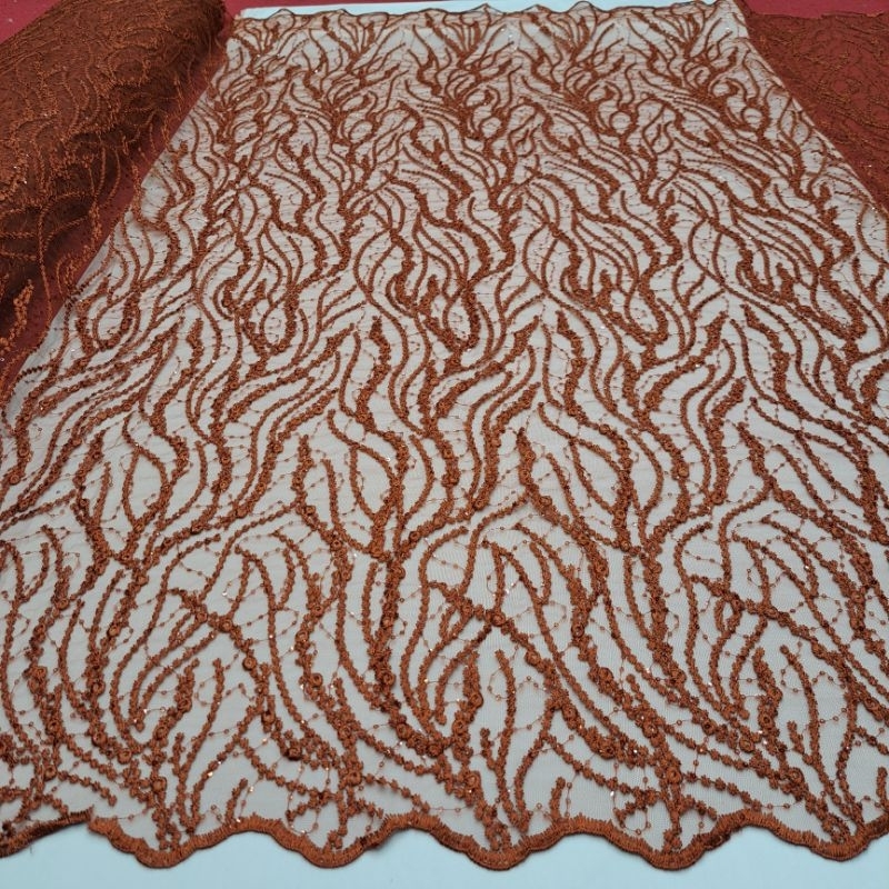 kain tile akar-akar salur bordir sulam full payet