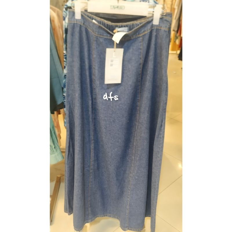 Expand jeans rok panjang maxi denim