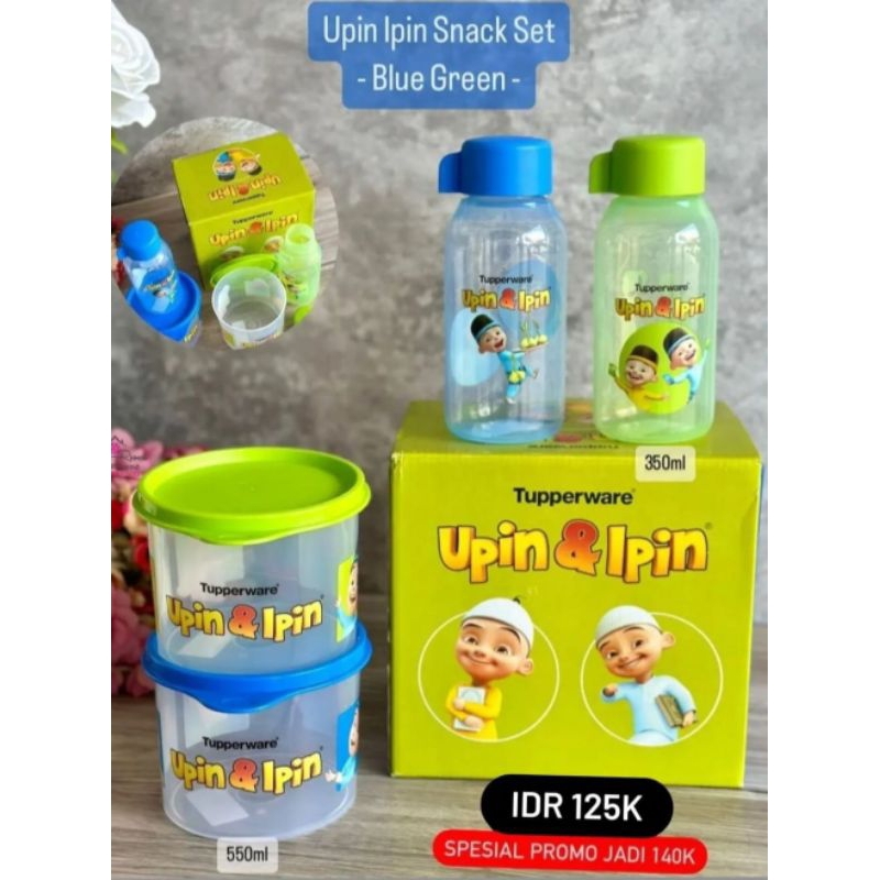 paket botol dan bowl upin ipin snack set by tuperware