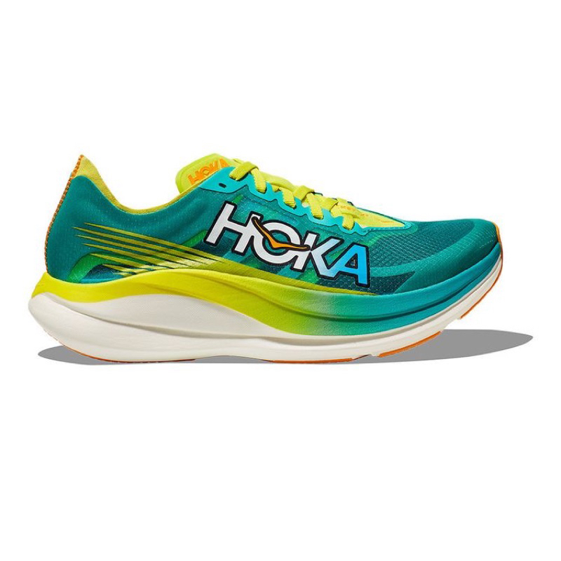 Sepatu lari Hoka rocket X 2 green white