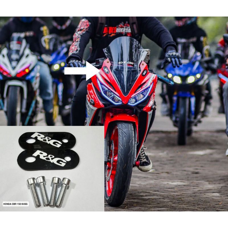 Miror blank penutup lubang spion variasi honda CBR 150 R kode K45G bahan akrilik kiri kanan plus bau
