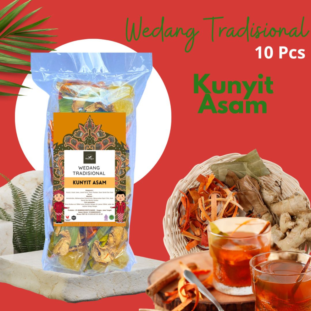 

PACK Wedang KUNYIT ASAM Rempah Asli Lengkap Gula Batu Khas Mamigus 10Pcs