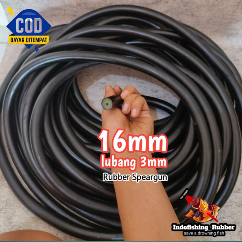 Karet Ruer Speargun 16mm diskon 3*16 Murah Khusus Panah Ikan Promo Black Dipped
