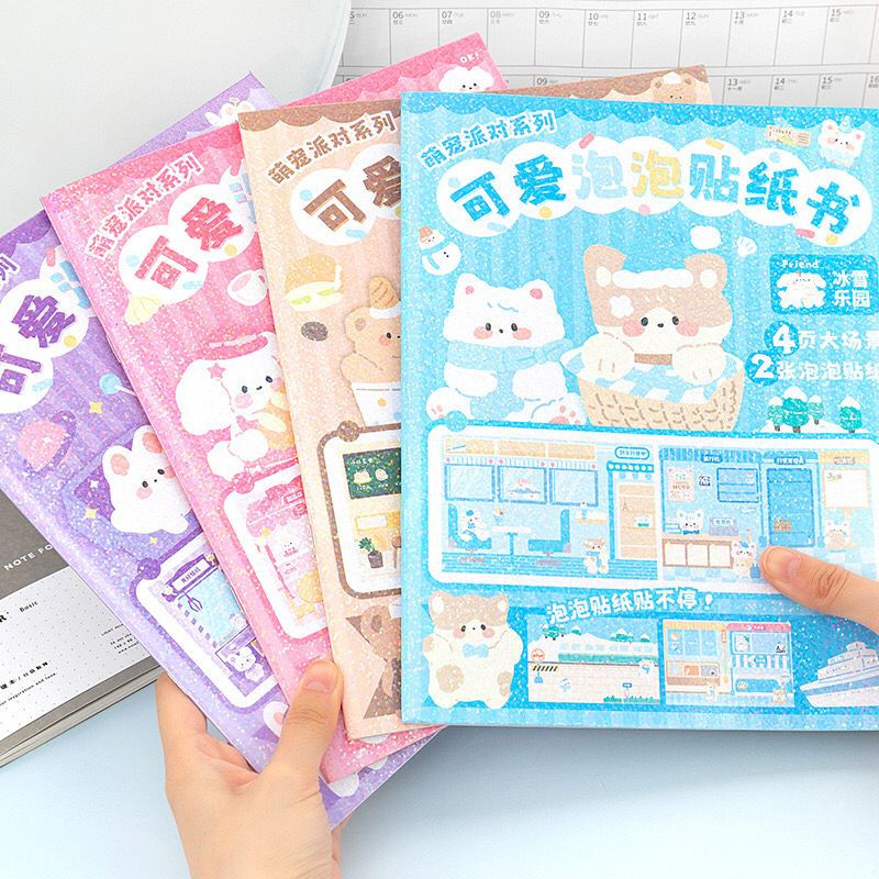 

Buku Stiker A4 Jumbo DIY BEAR Bubble 3D Sticker Book Viral Quite Book