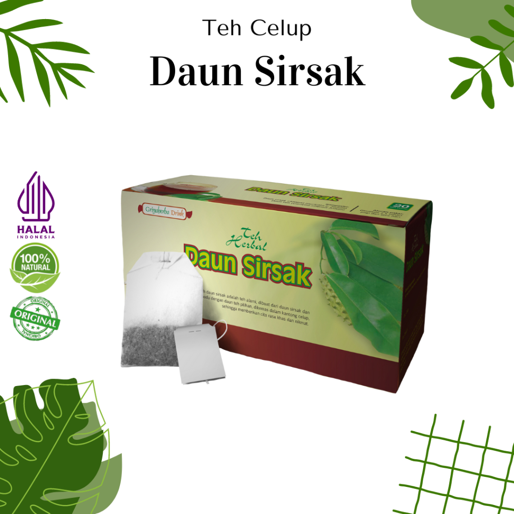 

Teh herbal daun sirsak untuk turunkan kolesterol asam urat dan diabet Minuman Teh Daun Sirsak isi 20 Kantong Teh