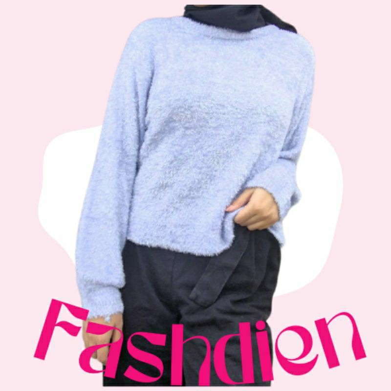 Sweater wanita rajut bulu LILAC