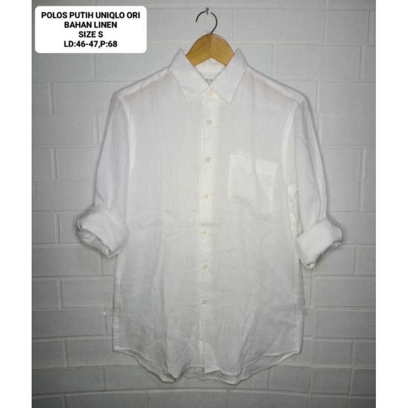 KEMEJA POLOS PUTIH UNIQLO ORI SIZE S BAHAN LINEN