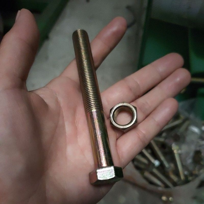 baut mur m12x100 drat halus kuning kunci 17/ baut kuning m12x100 drat halus / baut mur drat halus ku