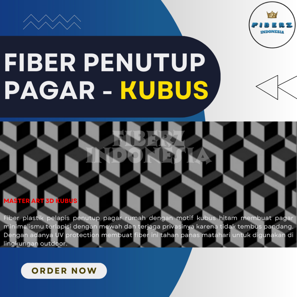 MASTER ART 3D - Fiber Plastik Penutup Pagar Motif KUBUS HITAM Meteran