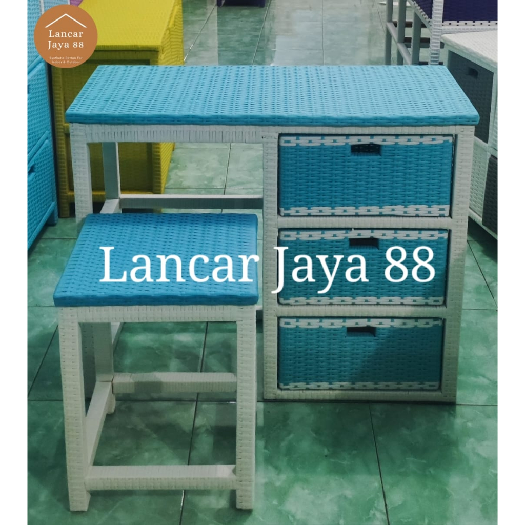 RB Meja Belajar Anak Minimalis Rotan Sintetis