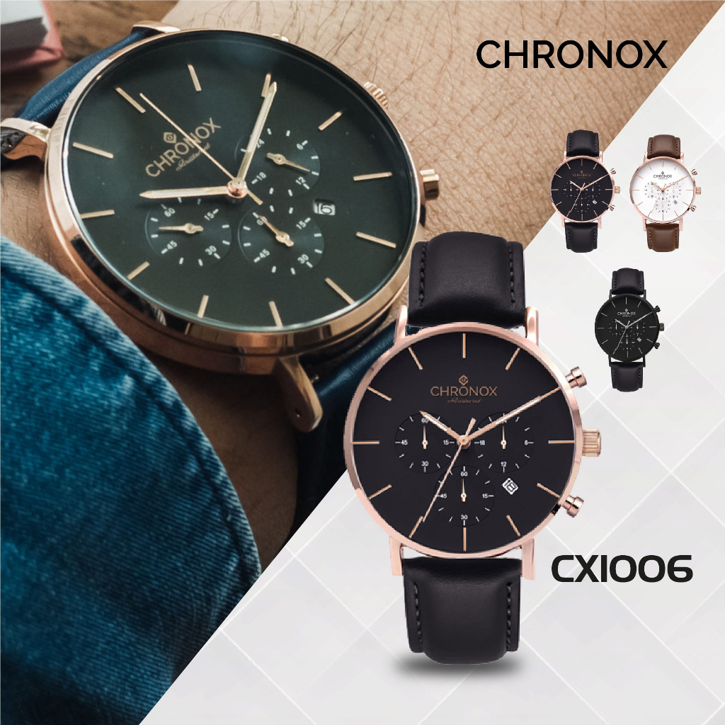 CHRONOX Jam Tangan Pria Kulit Analog - CX1006 EVERLAST