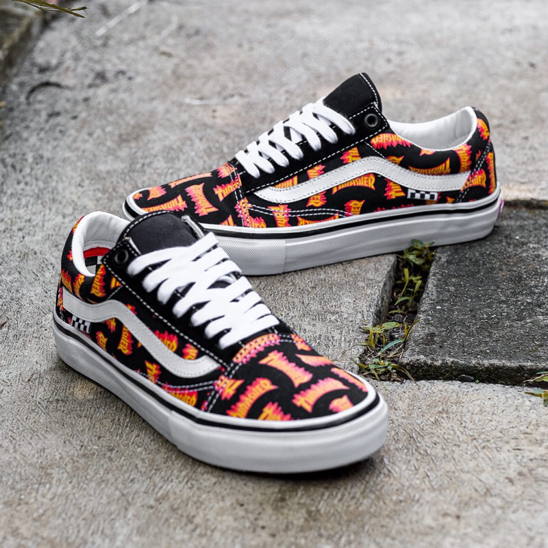 Vans Old Skool Skate Pro X Thrasher Logo Black White