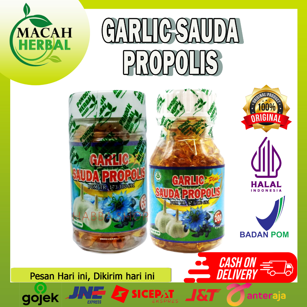 

MACAH HERBAL - GARLIC PLUS SAUDA PROPOLIS / EXSTRA BAWANG PUTIH PONDOK HERBAL 65 - 200 KAPSUL