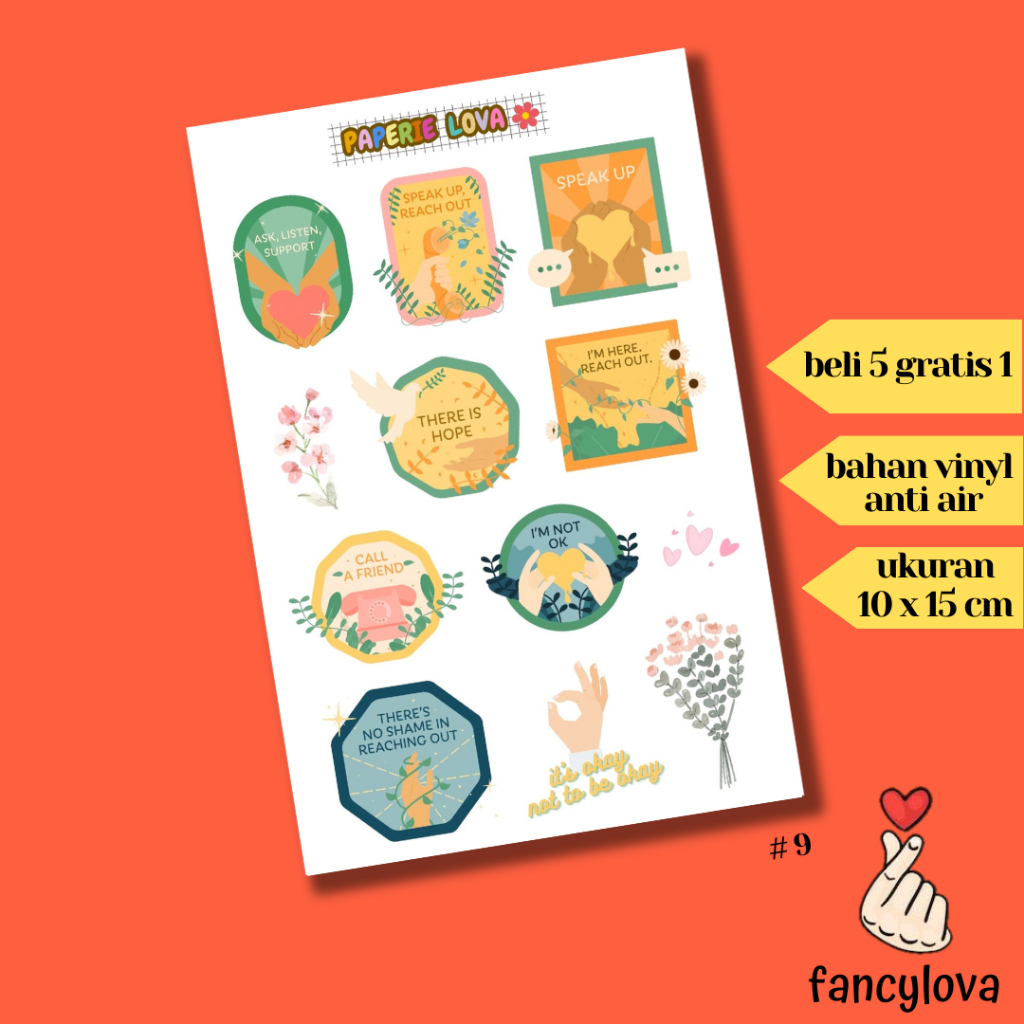 

Stiker Aesthetic Anti Air Vinyl Tumblr Jurnal Scrapbook Sticker Kawaii HP Laptop Mental Health Support Sticker Pack #9