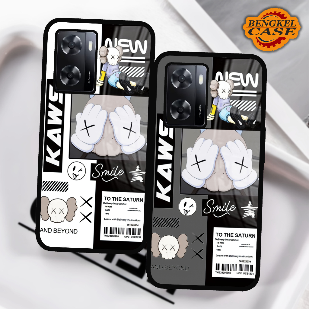 (BS28) Case Kilau Oppo A57 2022 | A77S | Casing Hp Oppo | Pelindung Smartphone Bengkel Case | Kaws