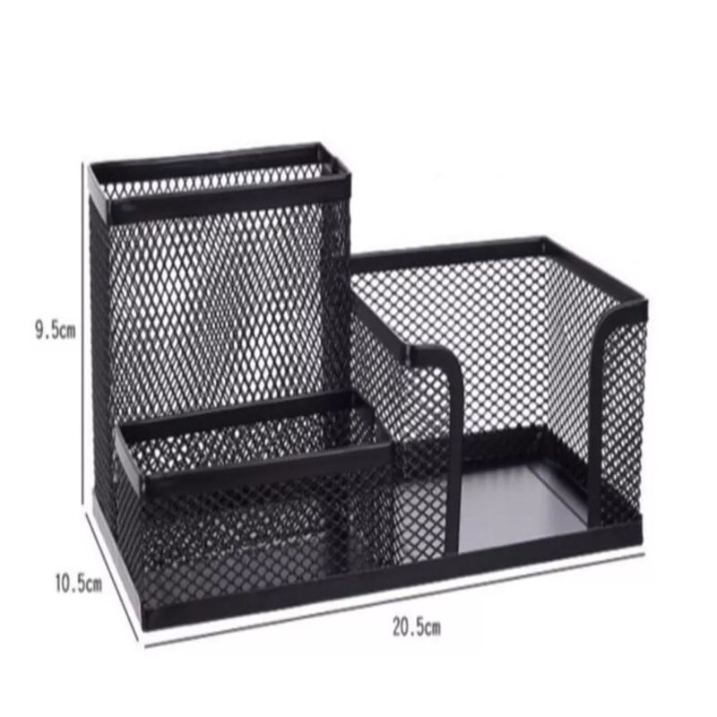 

Tempat Alat Tulis Kotak Pensil Pulpen Desk Memo Set Organizer Stationery Stand jaring jaring hitam