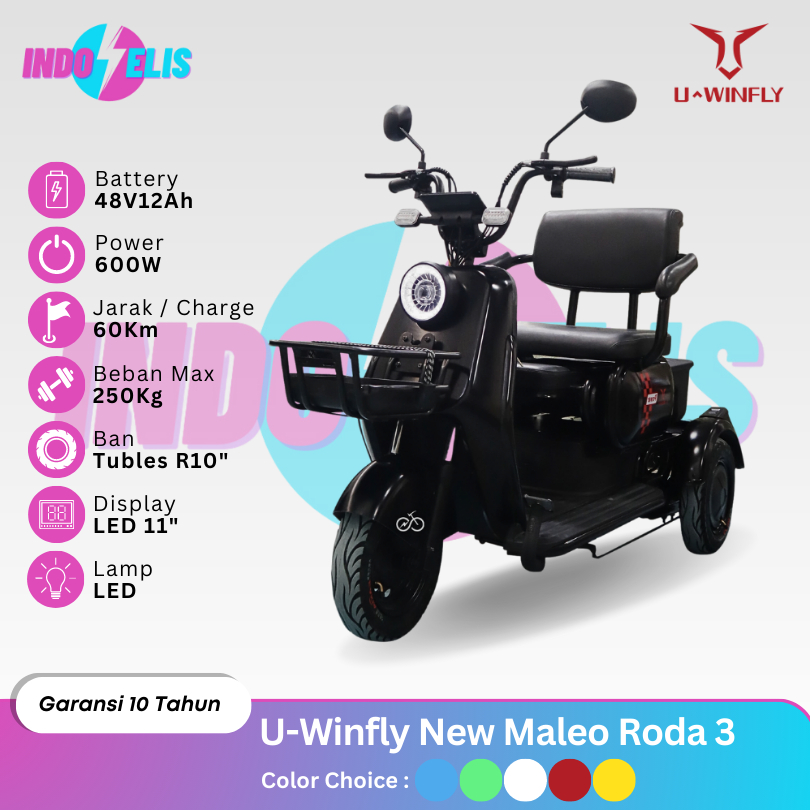 Uwinfly New Maleo Sepeda Motor Listrik Roda 3 Garansi Resmi 10 Tahun