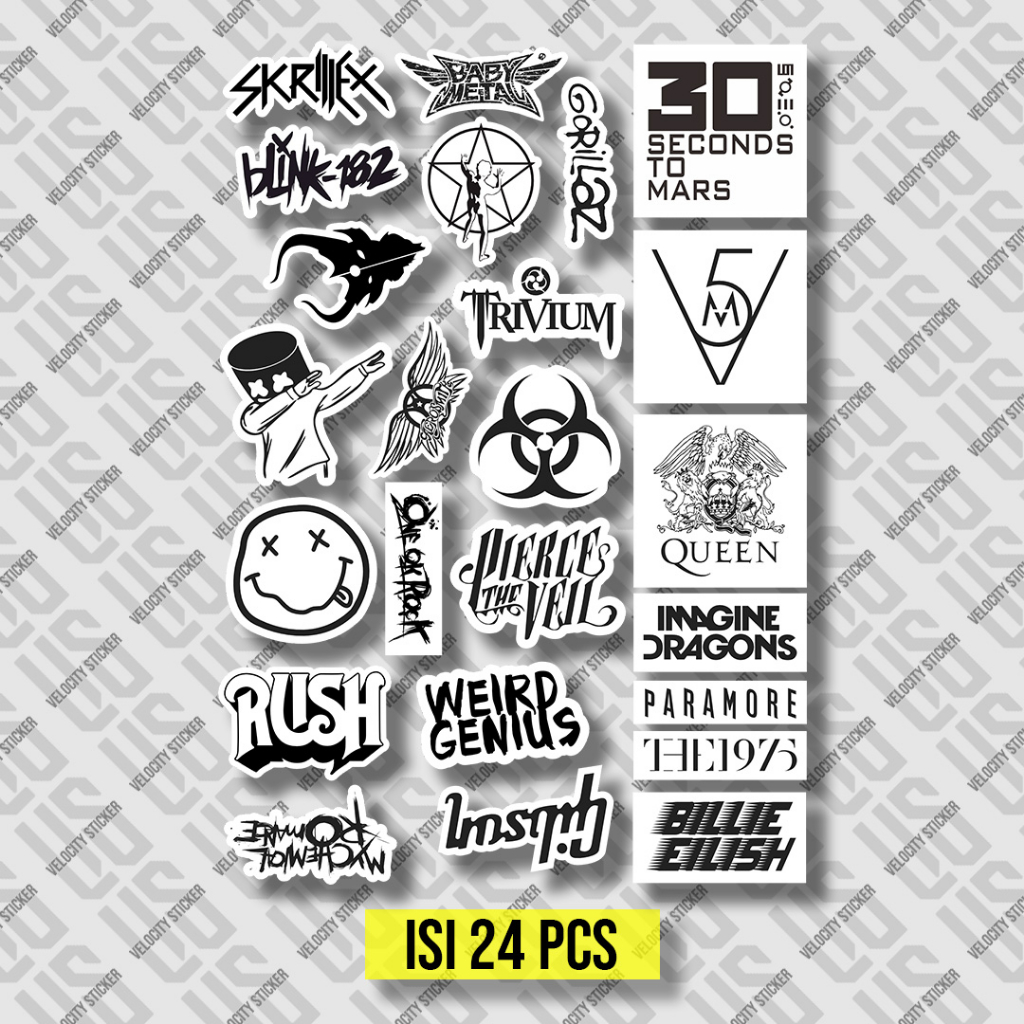 

stiker pack spesial series black white 5 untuk hp laptop helm tumbler motor brand band hype